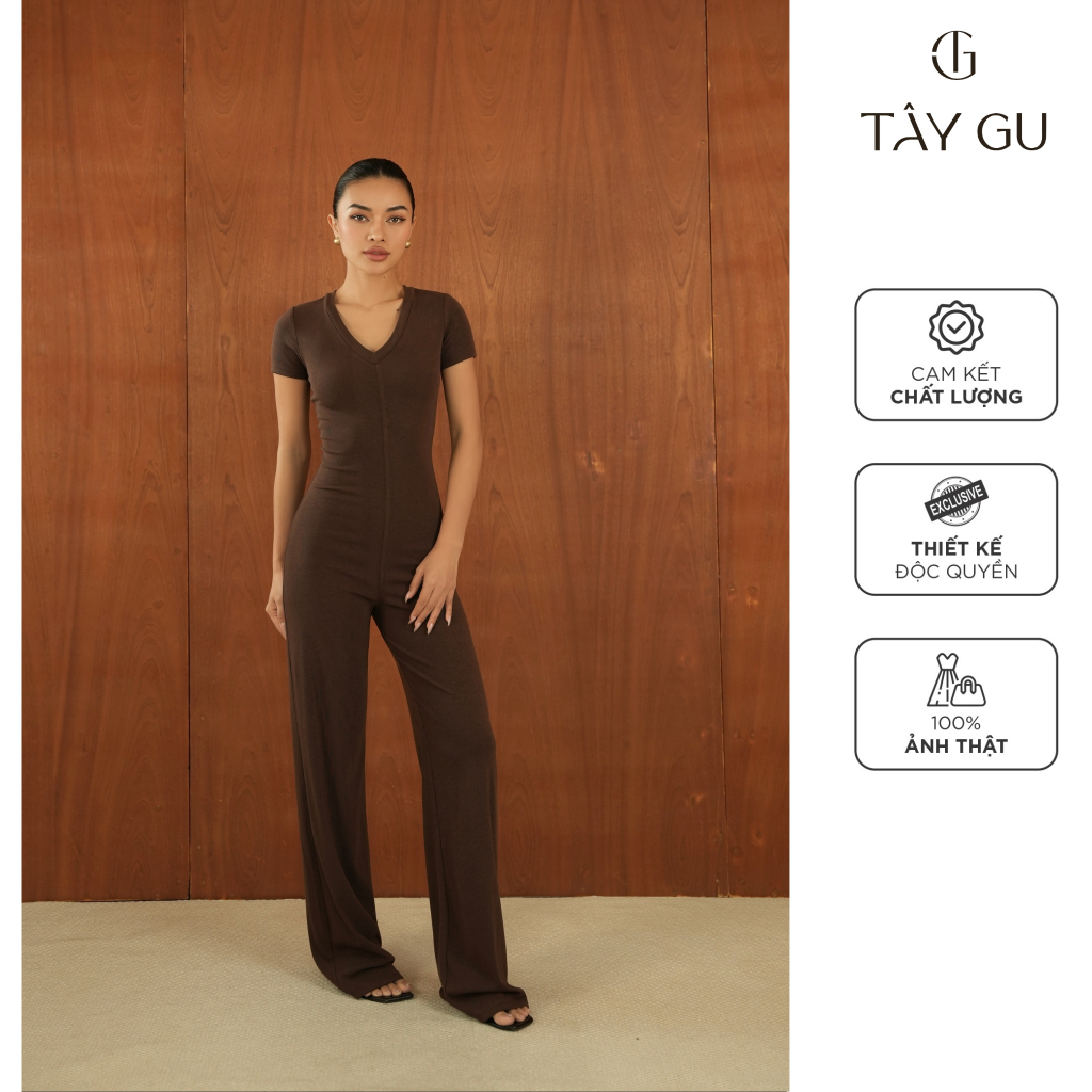 JUNA long-sleeved brown jumpsuit with turtleneck - JTK19 - tay GU
