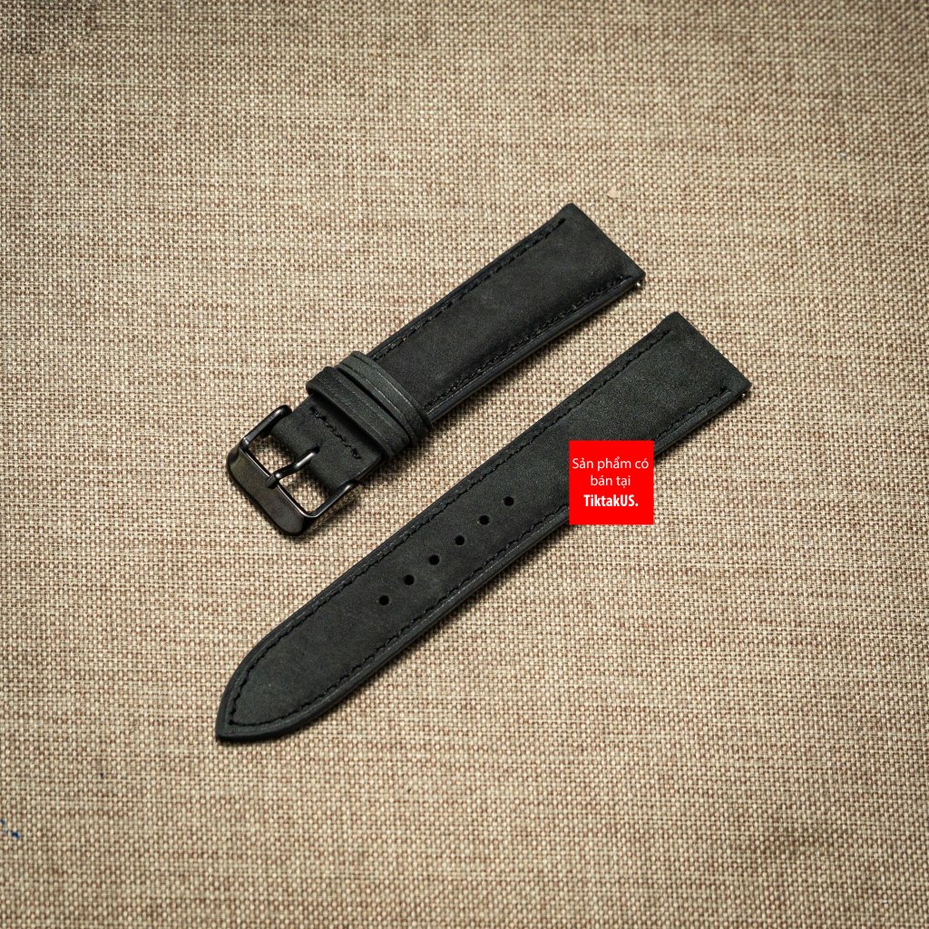 Dark gray waxed genuine cowhide leather watch strap with clasp and free strap changer, size 18-19-20-21-22mm