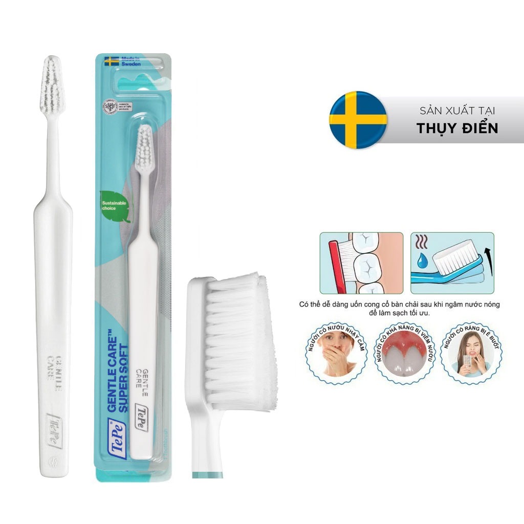 Tepe Gentle Care super soft toothbrush - Gentle for sensitive teeth and after surgery (Blister) - Imported from Sweden