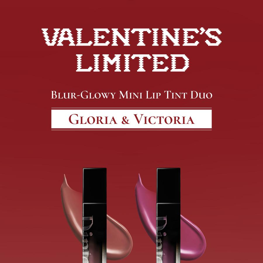 Set of 2 Dinto Valentine's Limited Blur-Glowy Mini Lip Tint Duo (ver. R)