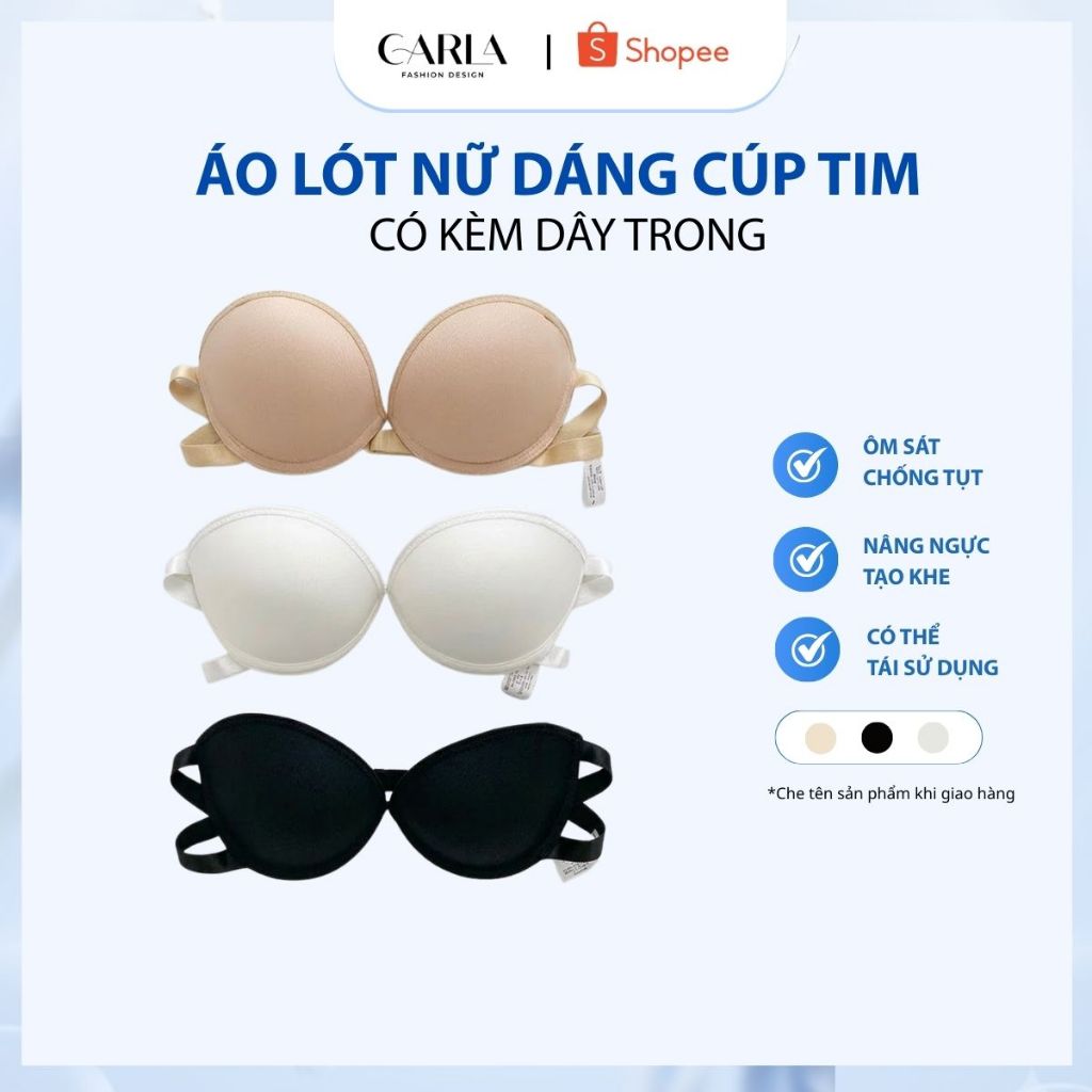 CARLA Women's Heart Cup Bra, Sagging Bra with Inner Strap, Soft and Smooth Breast Enhancement Foam