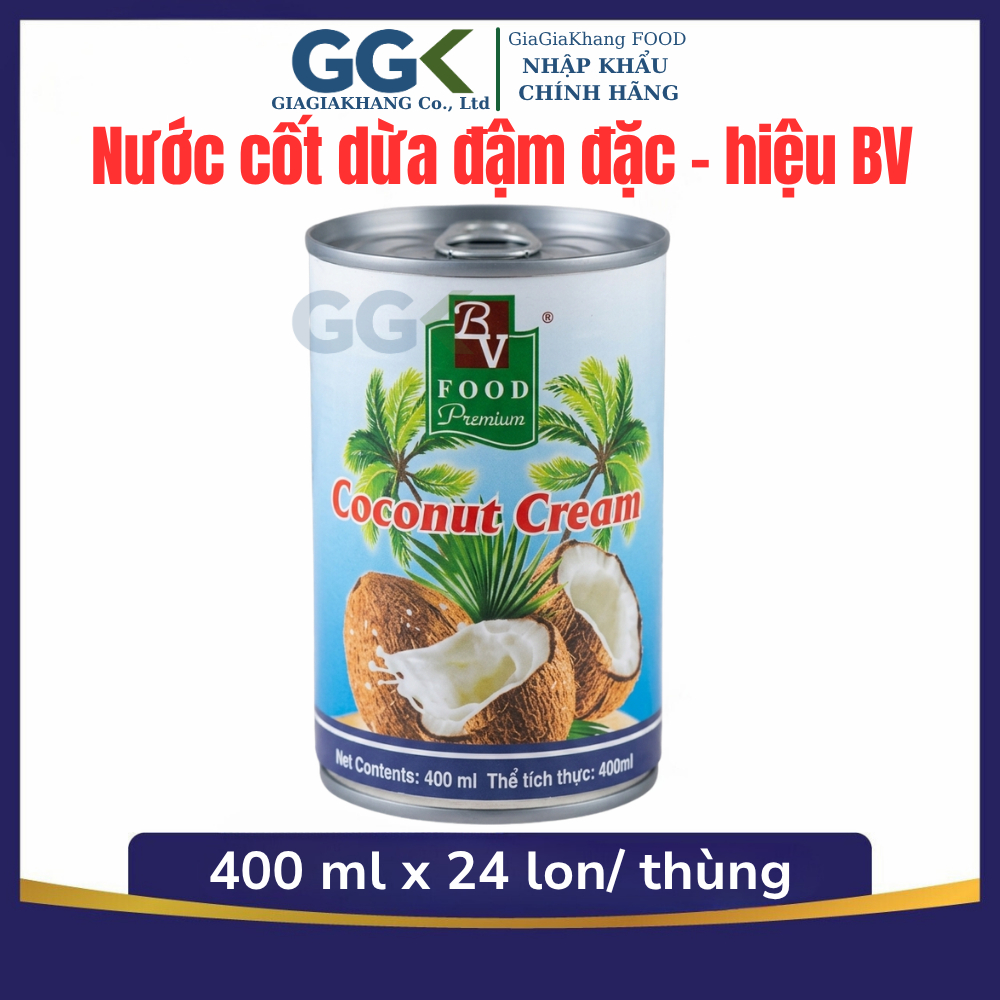 BV Brand Thai Coconut Juice - 400ml/Can, natural flavor, low sugar | Gia Gia Khang