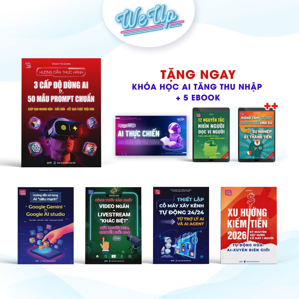 Book Combo (Free 5EB+KH.AI): 3 levels & 50 prompt models + Automatic channel building + Super strong AI + Short video making + 2026 trend Business Book