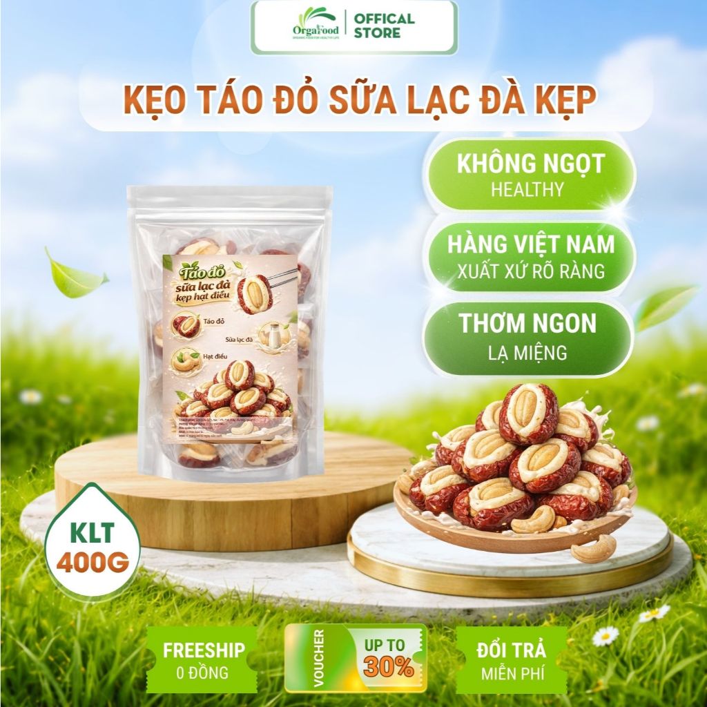 Red Apple Candy with Camel Milk and Cashew Nuts 400g Bag – Less Sweet, Healthy, Packed Individually Candy Gula Gula Viral