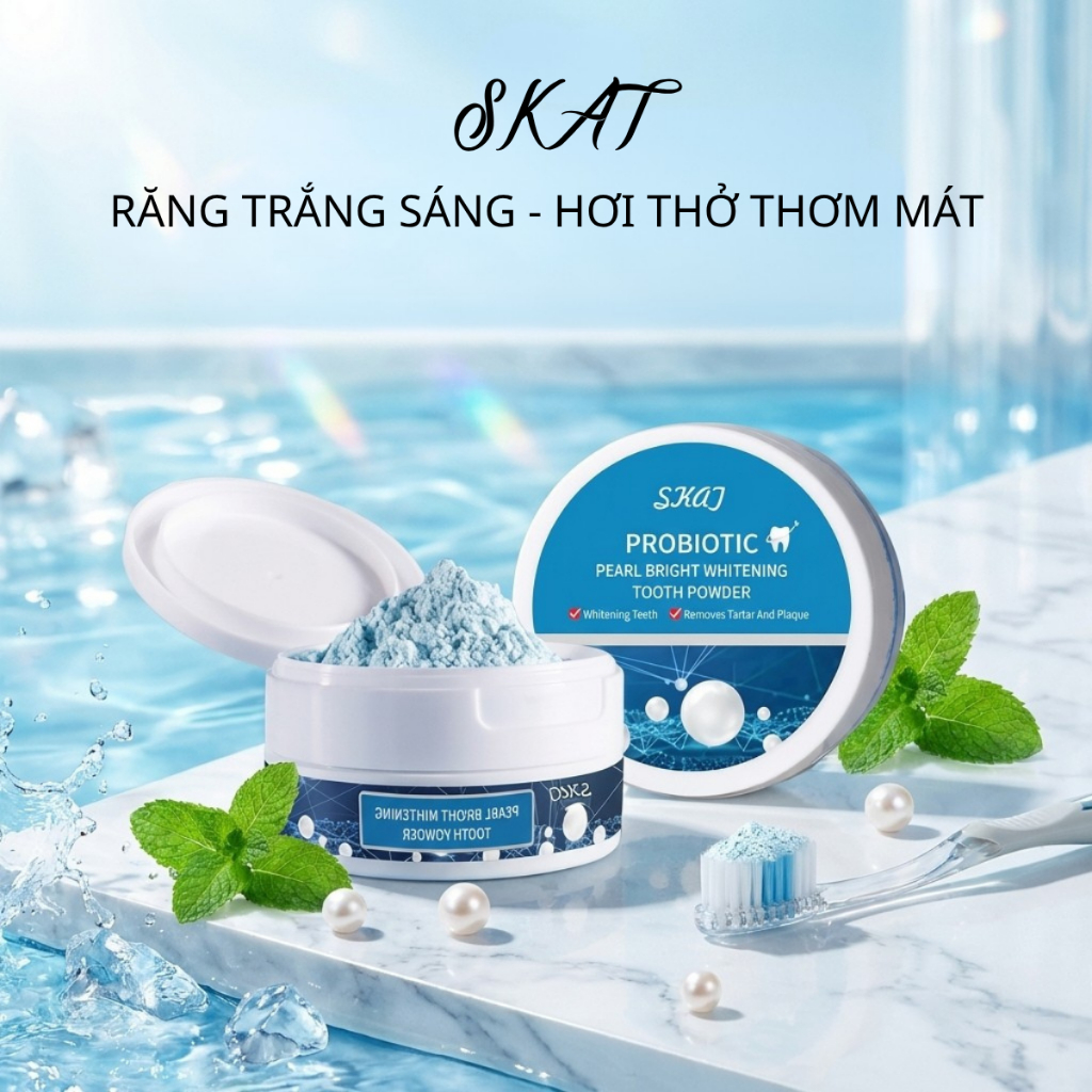 SKAT tooth whitening powder for transparent, shiny teeth and fresh breath for oral care