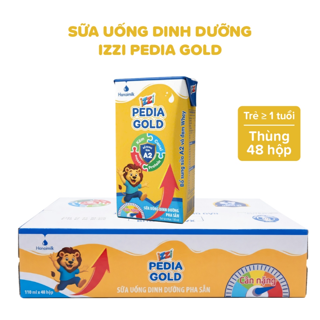 IZZI Pedia Gold Ready-to-Drink Nutritional Milk Box of 48 Boxes of 110ml Helps Your Baby Eat Deliciously and Digest