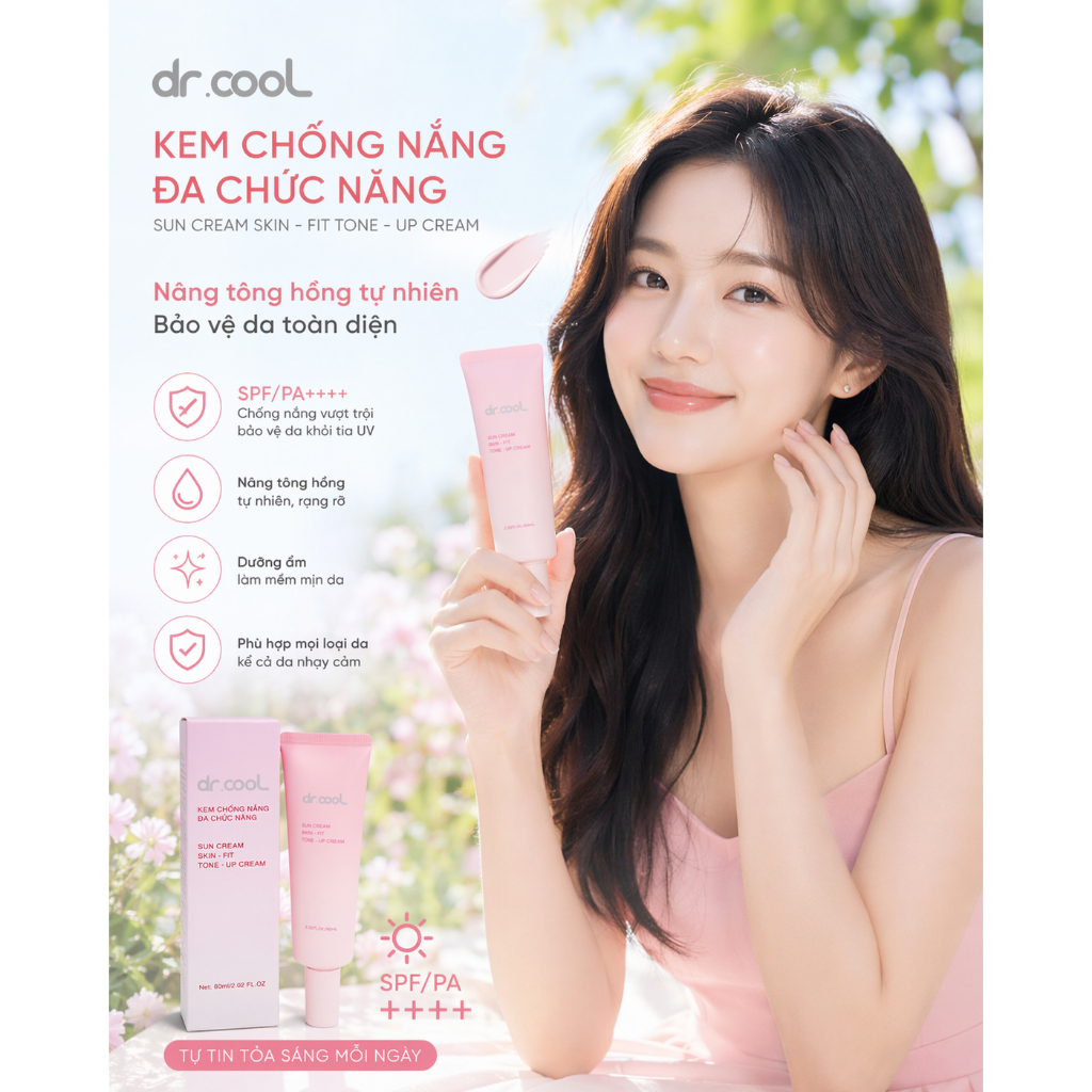 Dr.Cool Korean Sunscreen Pink White Tone SPF 50+/PA++++ (60ml)