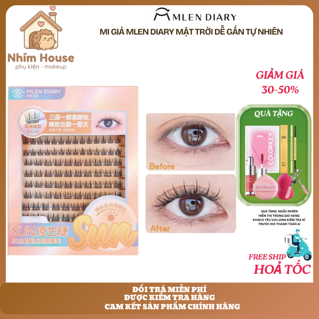 MLEN DIARY Sun false eyelashes are easy to apply naturally, thin and light, natural | HURKEY HOUSE