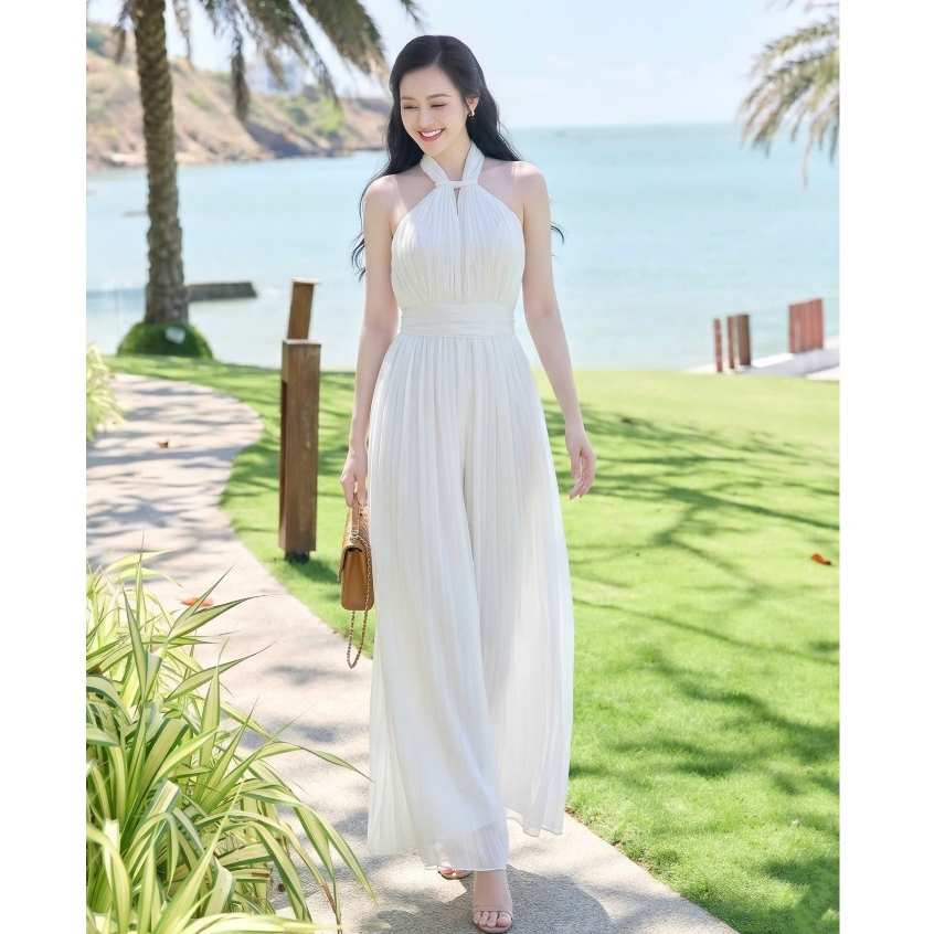 HeraDG decorative pleated skirt Jumpsuit designed for travel (no bow included) made of high quality silk SJSBE1011