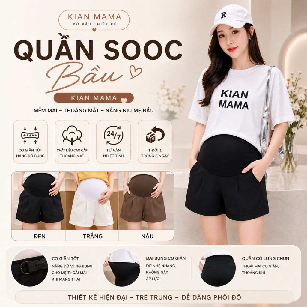 [SUPER DEAL COMBO] 3 Ki An maternity pants ️wide leg ruby maternity shorts - first class product - super cool, super beautiful, size from s~3xl