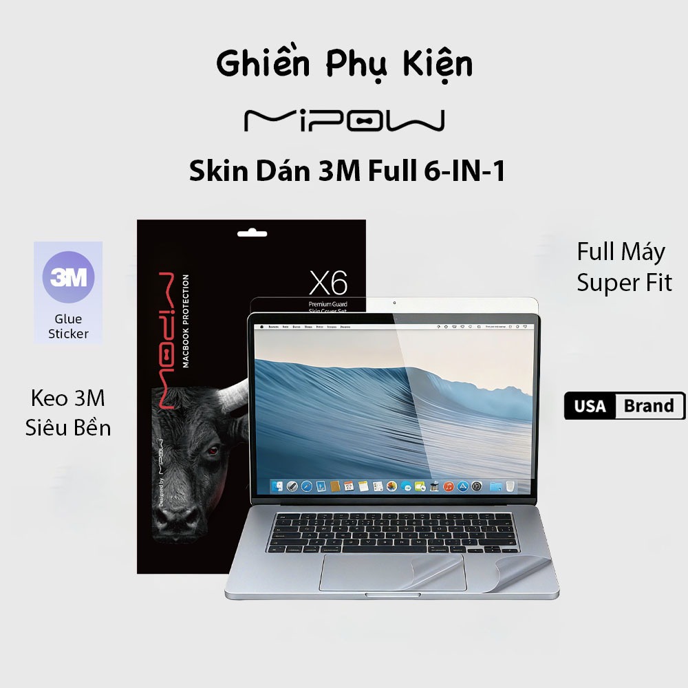 Skin Sticker Mipow USA 3M Full 6IN Macbook Pro/Air 13/14/15/16inch 2018-2026 Laptop Skin