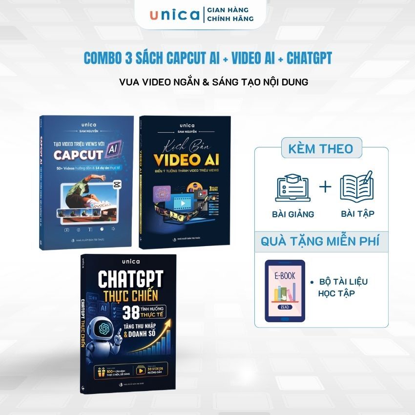 Combo of 3 ChatGPT Books - Capcut - Video to Increase Performance to Make Short Videos and Create Content