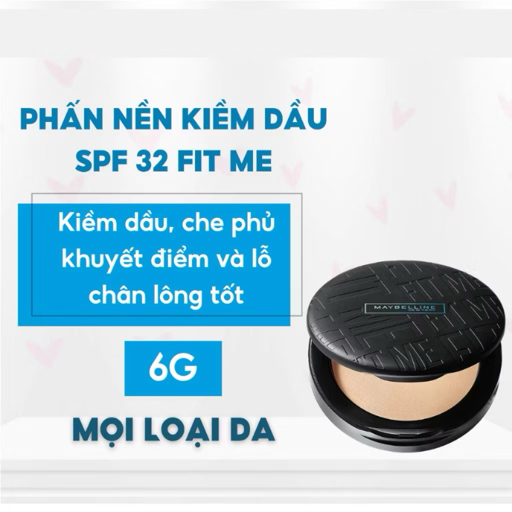 16H Matte Oil Control Powder, Coverage, Sunscreen SPF32 PA+++ Maybelline New York Fit Me Compact 6g