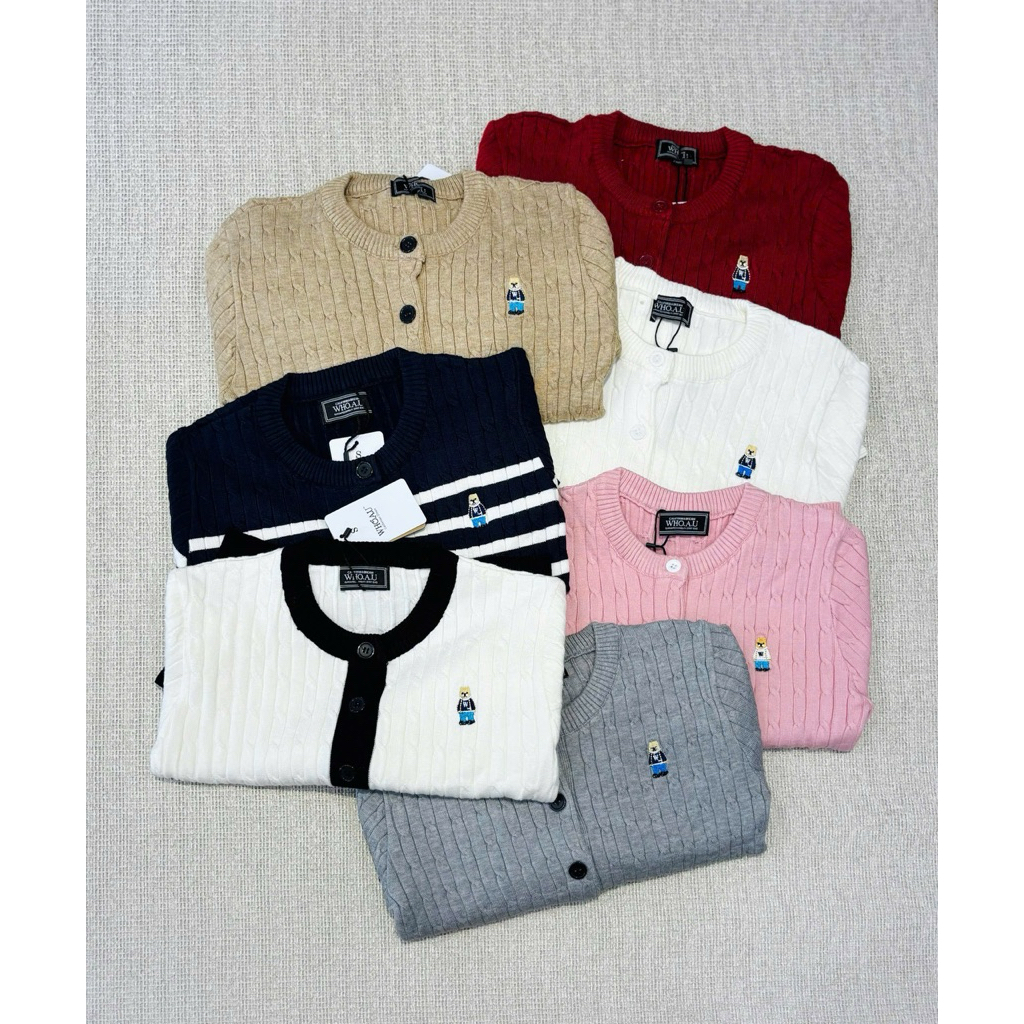 Women's Solid Color Bear Cardigan