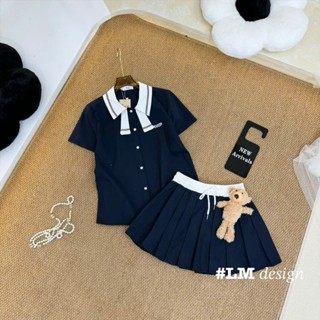 Luxurious women's jumpsuit, striped jumpsuit with shirt collar and pumpkin skirt C680 (Z2)
