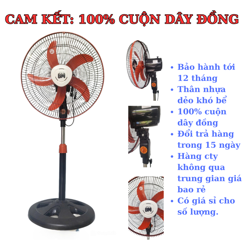 5-blade standing fan 100% copper core - Electric fan - table fan - Standing fan - 12-MONTH MOTOR
