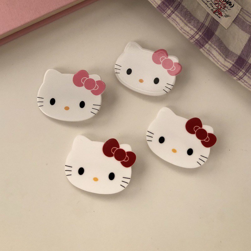 Set of cute pink/red Kitty cat hair clips, stylish and fashionable