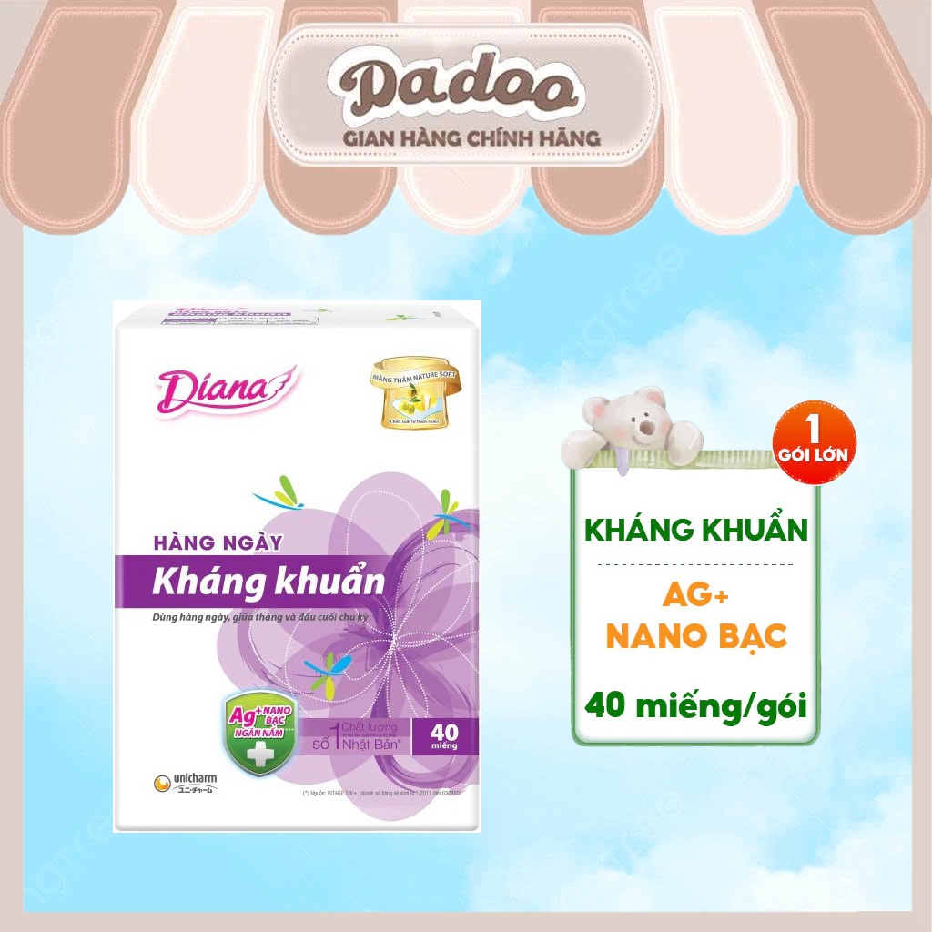 Diana Antibacterial NaNo Silver Daily Sanitary Napkin, breathable and deodorizing (medium thin) 1 pack of 40 pieces