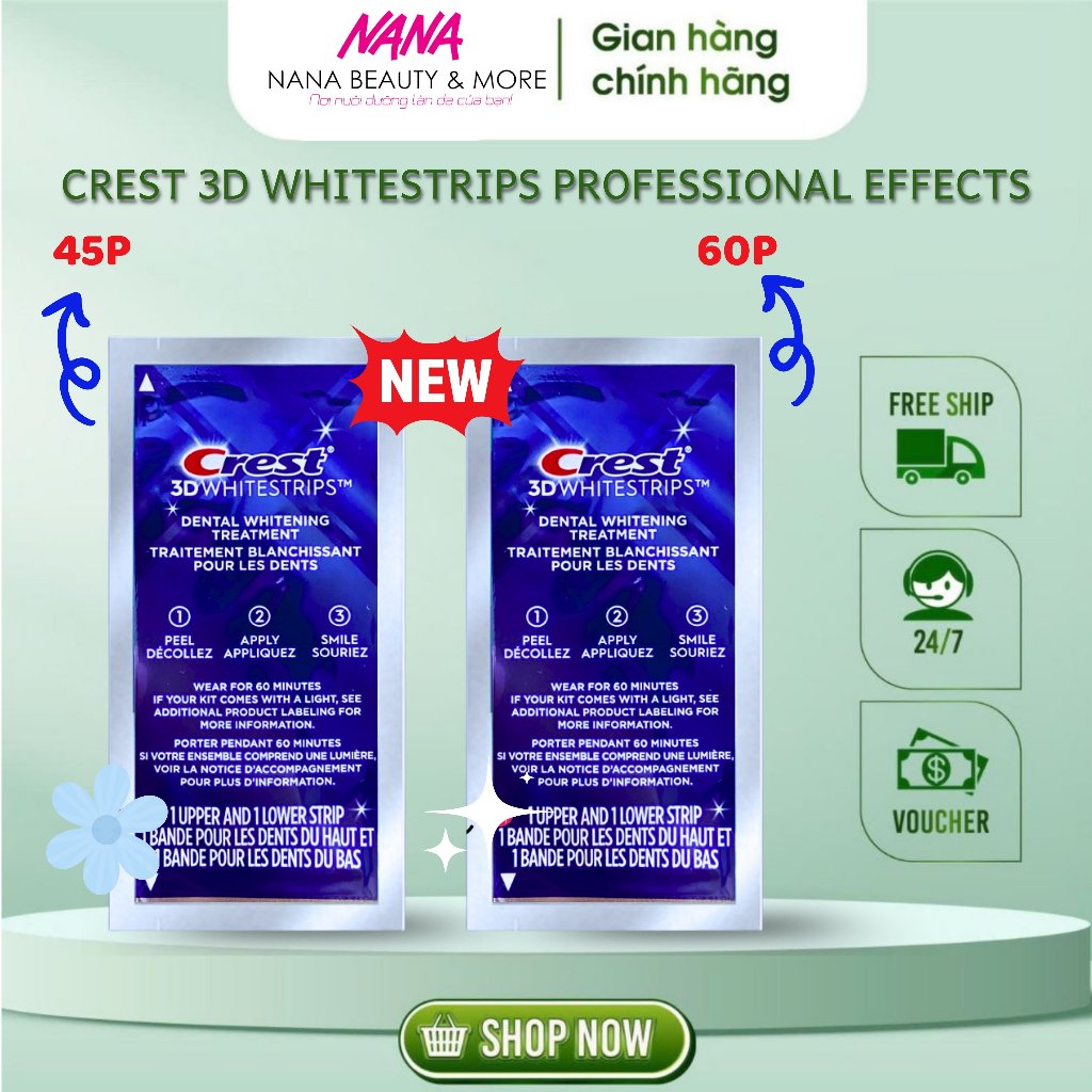 CREST 3D White Professional Effects Teeth Whitening Strips [Single Pieces] - Nana Shop
