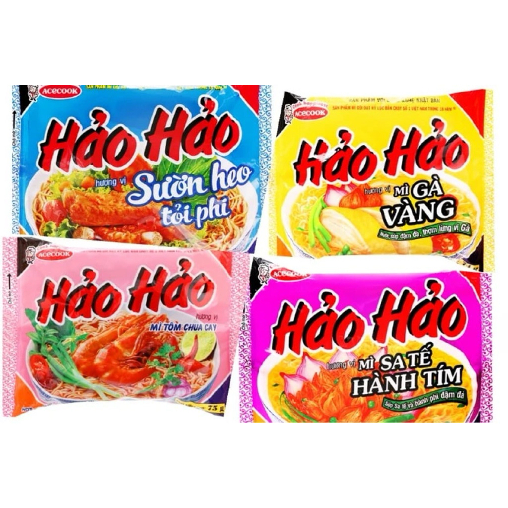 Carton of 30 packs of Hao Hao Shrimp Noodles - Spicy and Sour Shrimp / Sweet and Sour Stir-fried