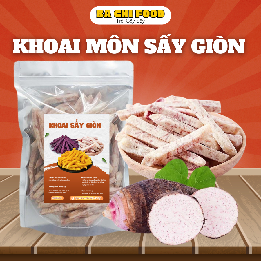 Sugar-Free Dried Taro Stems 1KG, Instant Crispy Dried Taro with Original Flavor - tiemnhabachi