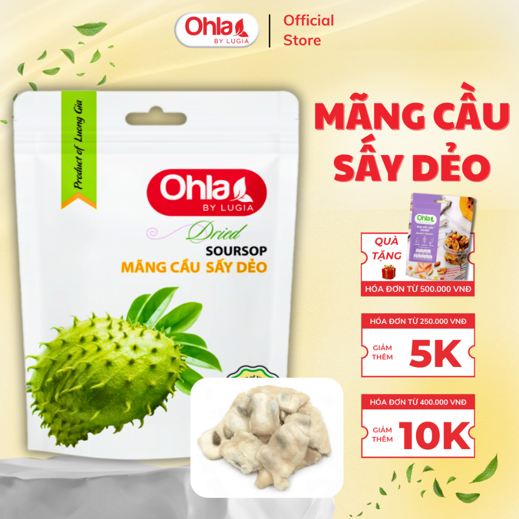 Ohla Dried Soursop - 100g Bag | Healthy Snacks, Original Flavor, Export Products