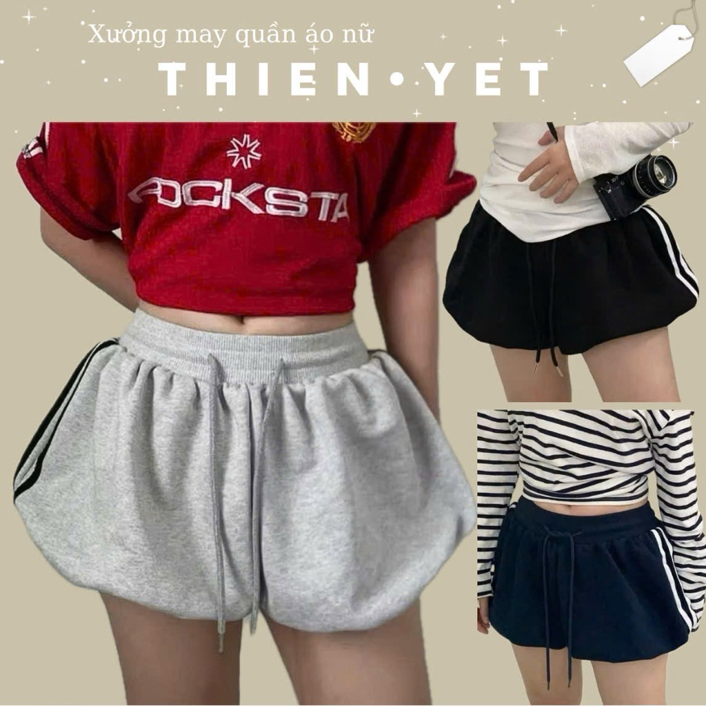 Striped pumpkin pants with elastic waistband (with real pictures) dynamic, sexy and pretty Trendy - Thien Yet