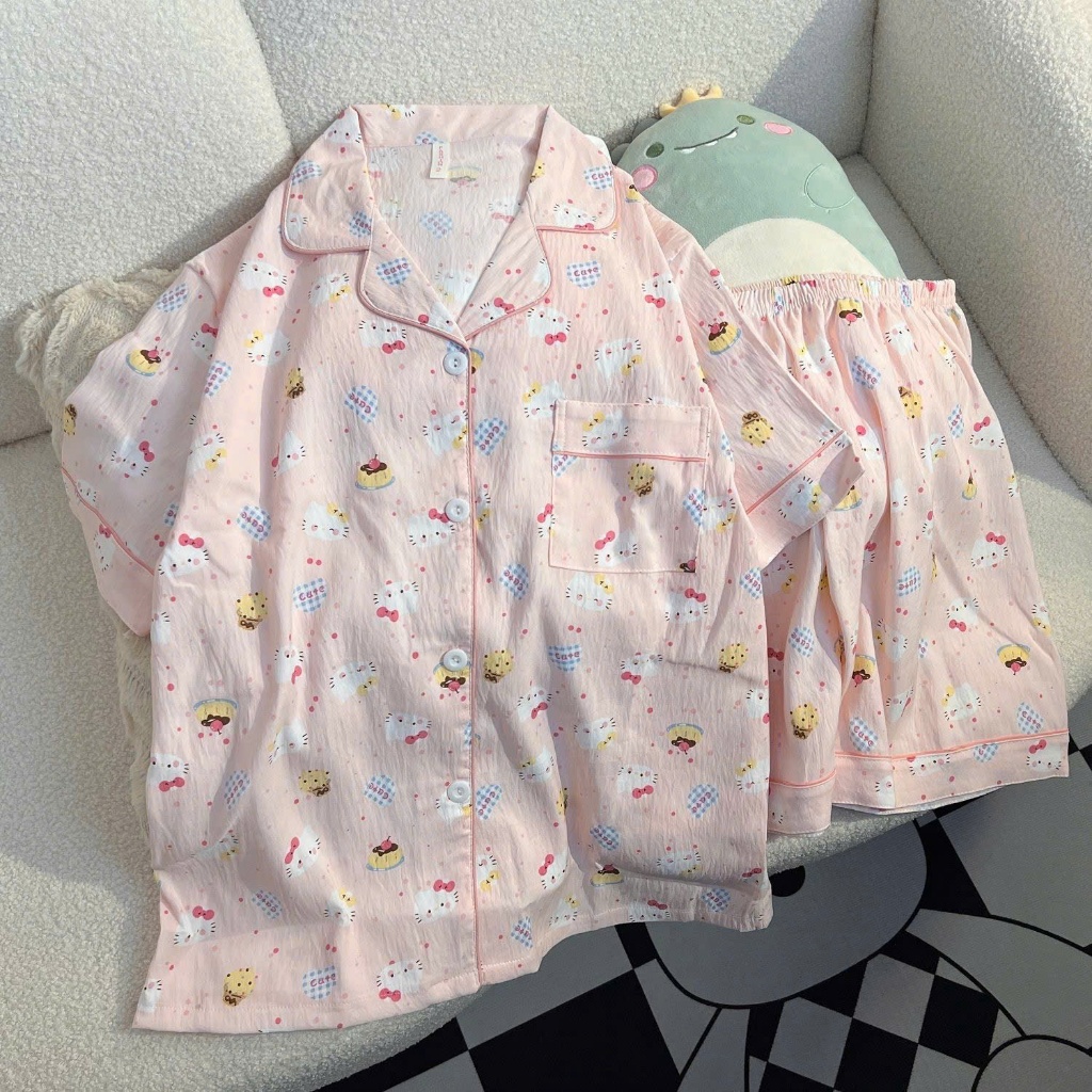 Lovely, cute, loose-form yellow bear pajama set for Women