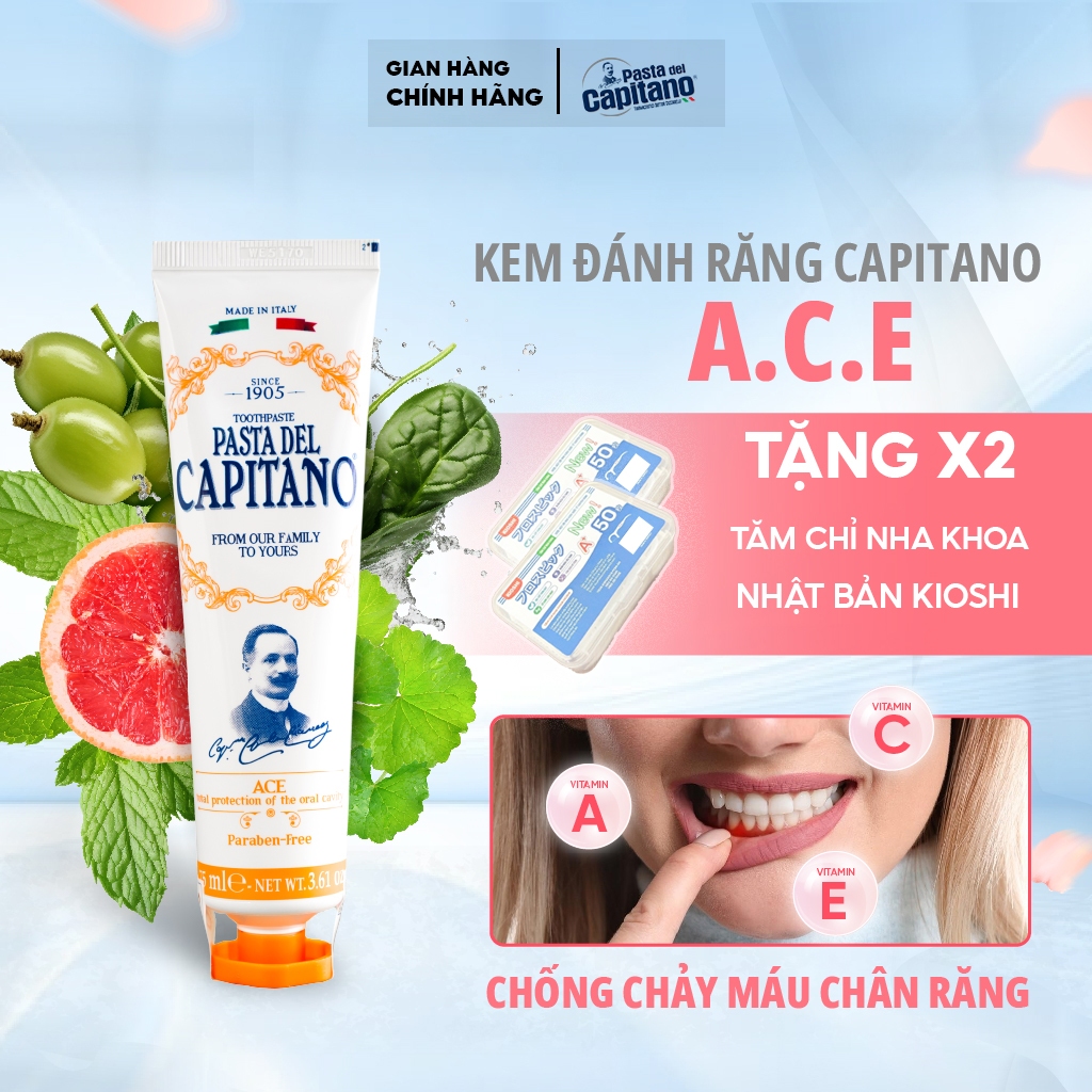 Capitano Comprehensive Protection Toothpaste with Vitamin ACE Supplement for Healthy, Fragrant Teeth - 75g