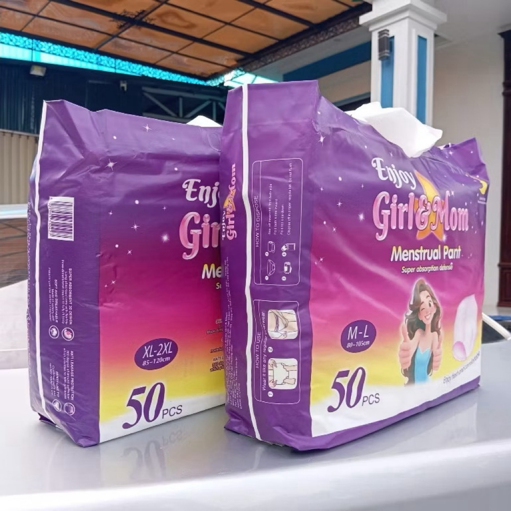 Enjoy Girl&Mom Sanitary Napkin 50 Super Absorbent Pads, Active, All Sizes From 30-90kg