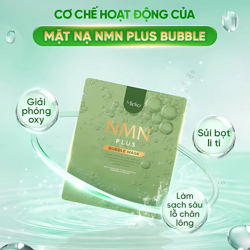 Mieko NMN Plus Bubble Mask Deep Cleansing Foam Mask – Removes Dirt, Gently Exfoliates Skin, Moisturizes Skin - 20ml