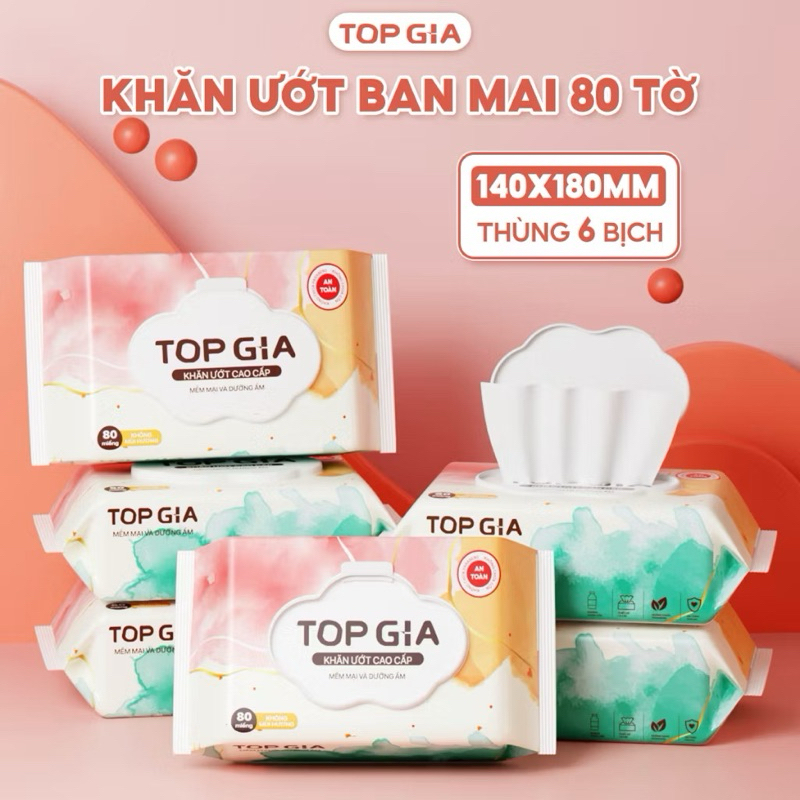 Ban Mai Topgia premium wet wipes, soft, alcohol-free, parabens-free, safe for babies