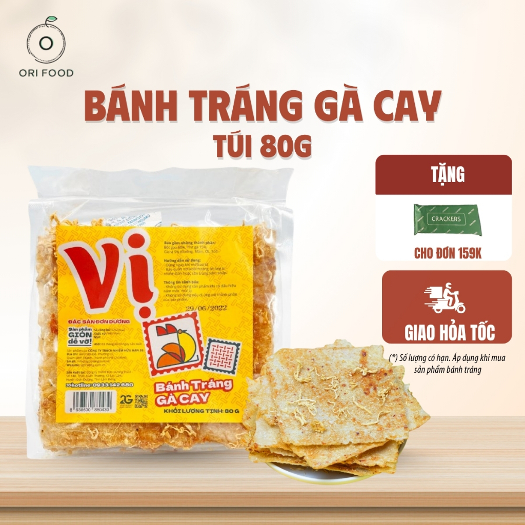 CRISPY GRILLED RICE CAKE WITH BOLD SPIRIT CHICKEN FLAVOR ORI FOOD BAG 60GR - HEALTHY SNACKS