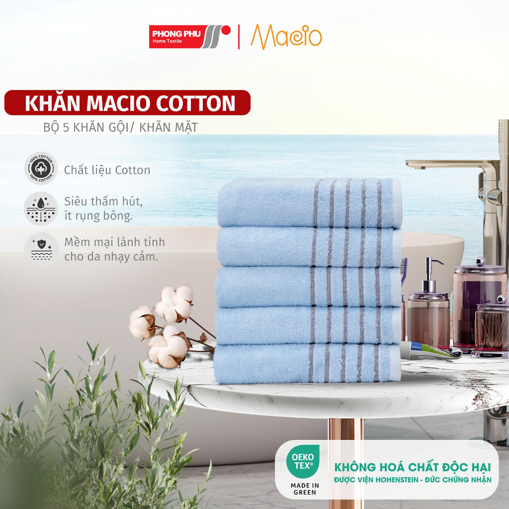 Combo of 5 Macio COTTON USA Extra Dry YC10 Shampoo/Face Towels Super Absorbent, Soft, Cheap, High Quality for the Whole Family