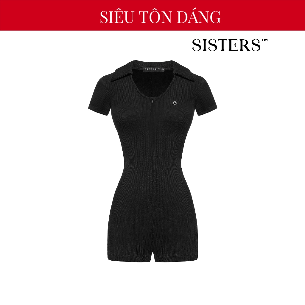 SISTERS women's turtleneck Jumpsuit showing off your bust, short design, tight, sexy zipper, Bonnie black| SS3-J8-D