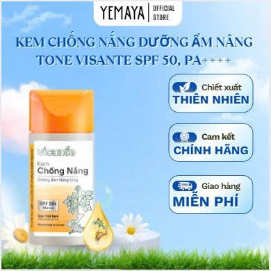 VISANTE Moisturizing and tone-Up Sunscreen | Extracted from Vietnamese ginseng and herbs suitable for all skin types 50ml