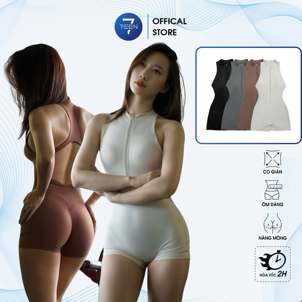 [GENUINE SEY] Short Jump BODYSUIT with open back and butt elastic for gym yoga pilates, high quality, soft and elastic 7teen Gym