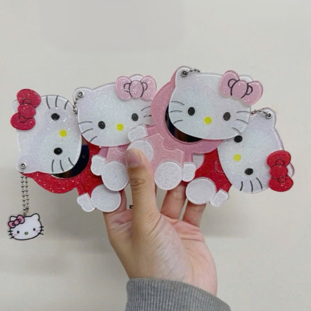 Cute Kitty Makeup Sliding Mirror Keychain Cute Kitty Accessories