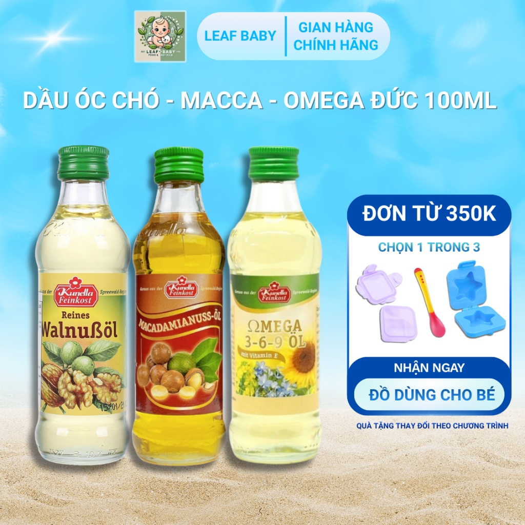 Walnut oil - Omega - German Macca 100ml - Weaning oil for babies from 6 months - Leaf Baby