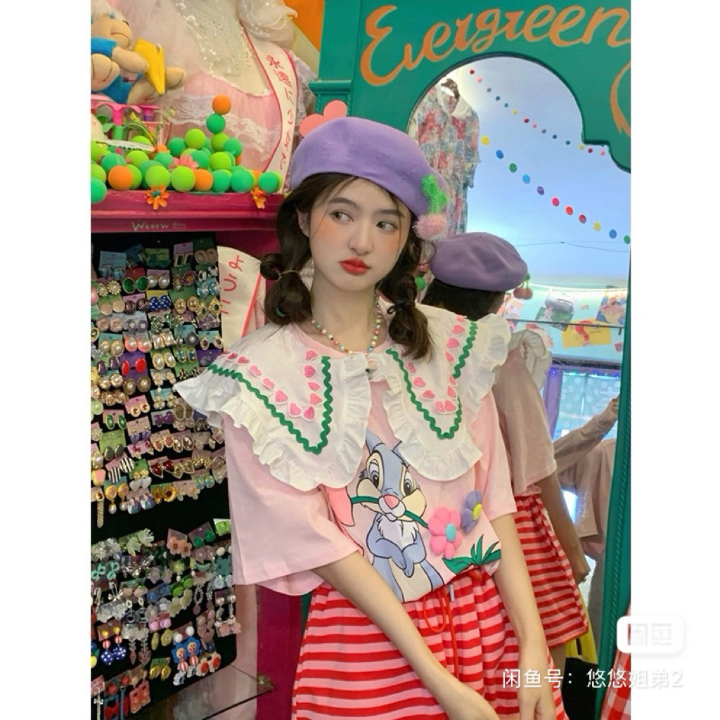 Jiwa Newtag white lotus collar rabbit t-shirt