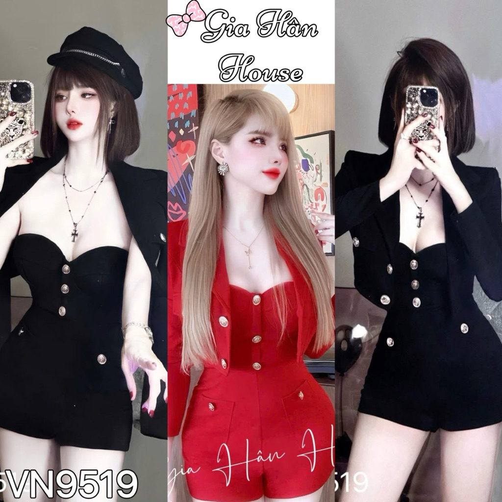 PVN191 - Button thigh jumpsuit from a to z+jacket