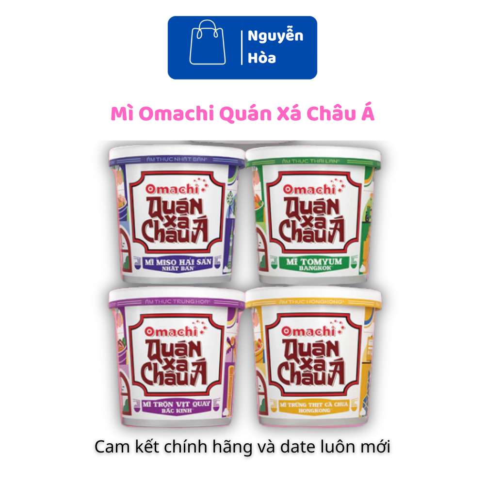 Combo of 5 Cups of Omachi Asian Restaurant Noodles 95g (5 Mixed Flavors) - Try New Flavor Tomyum Thai / Taiwanese Beef - Genuine New Date