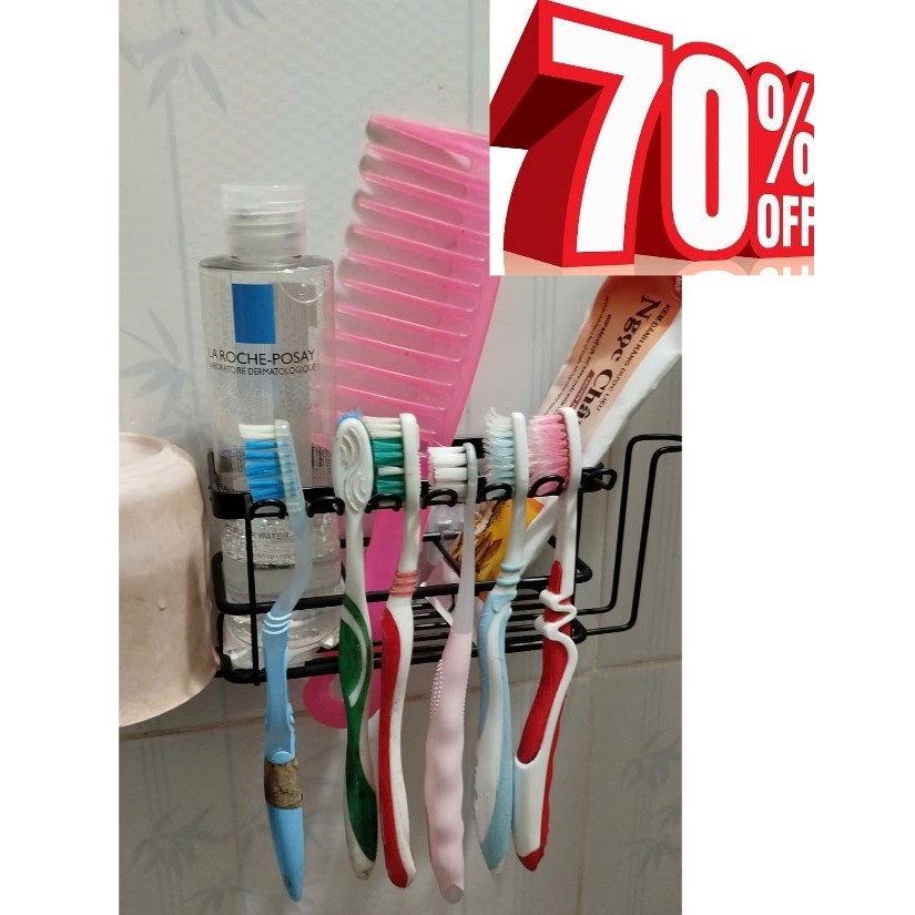 (SALE)Toothbrush holder, durable and beautiful electrostatic stainless steel material, no need to drill or damage to the wall