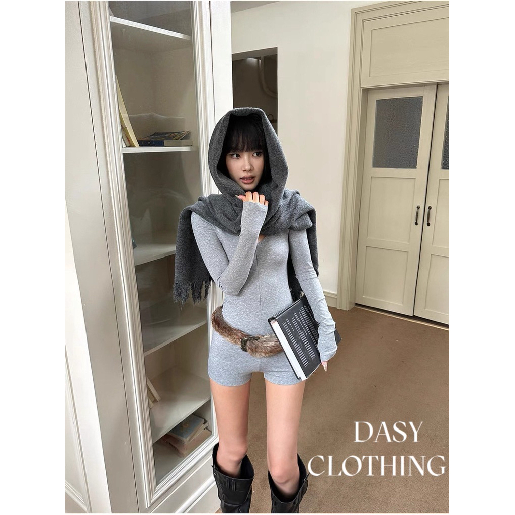 Zipper Turtleneck Jumpsuit, Long Sleeves_DASY CLOTHING