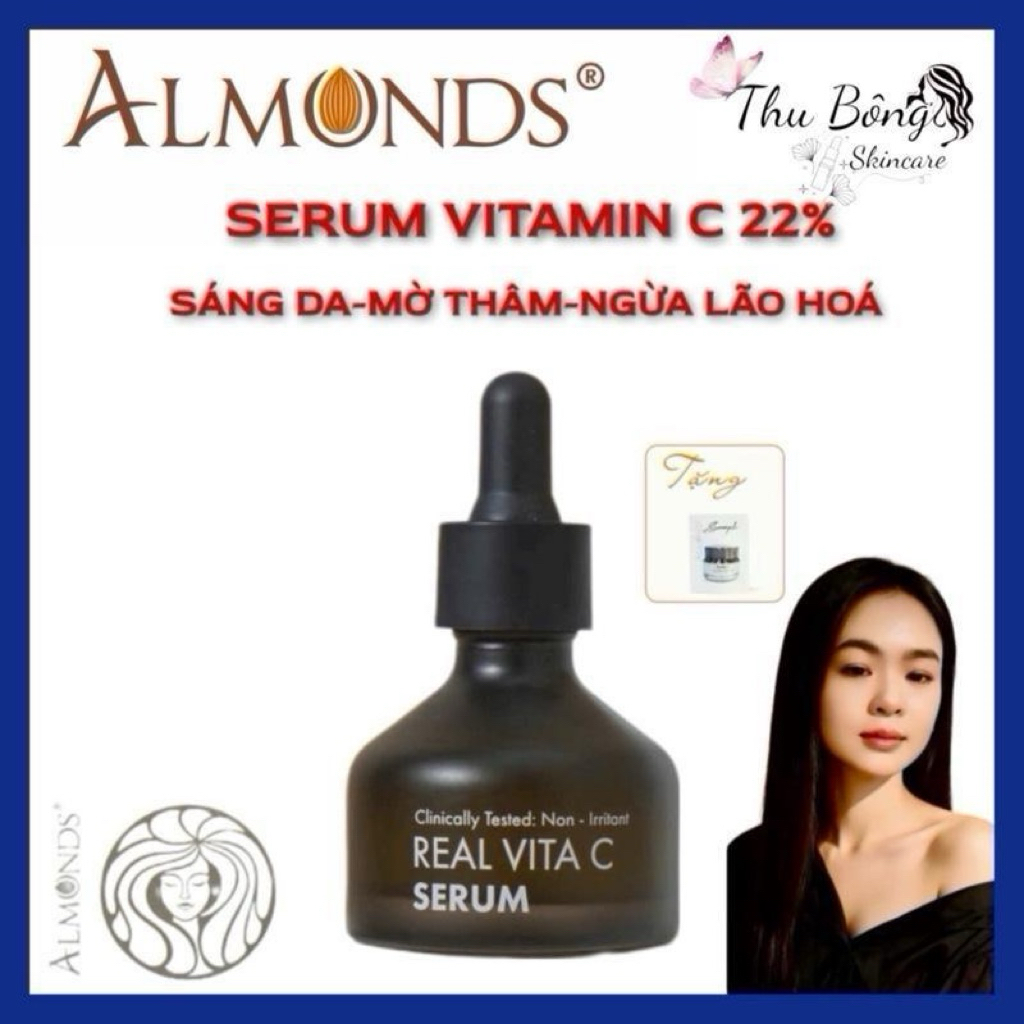 [ALMONDS] SERUM REAL VITA C 22%. Reduce Dark Spots, Brighten Skin Tone. Increase Collagen, Prevent Skin Aging, Reduce Wrinkles.