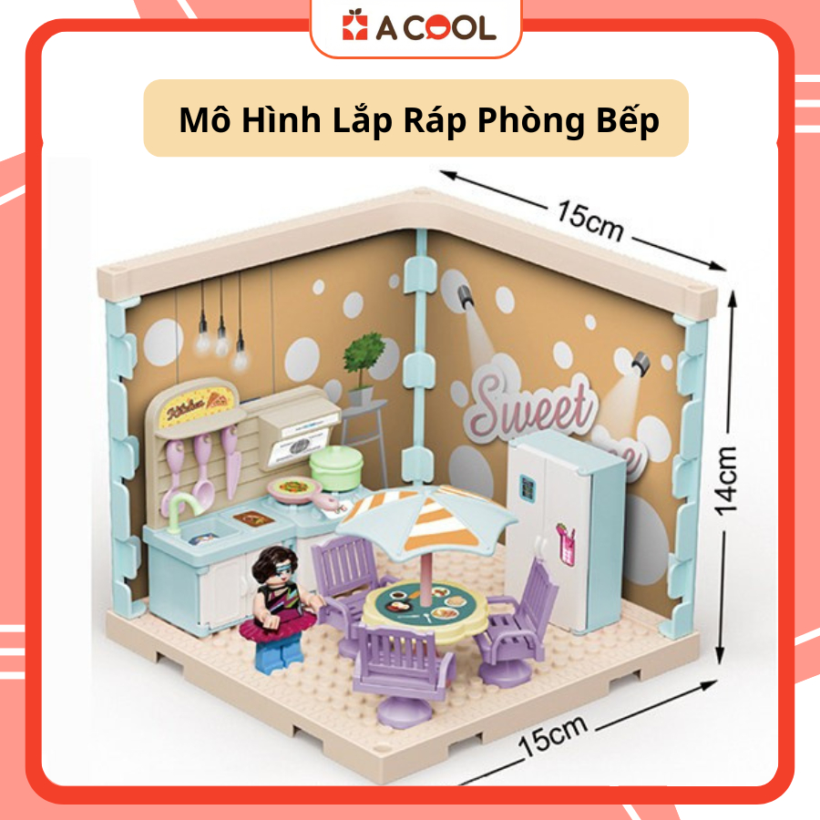 MINIHOUSE Lego House Assembly Model - Simple Kitchen Made of High Quality, Safe Plastic with Instruction Book
