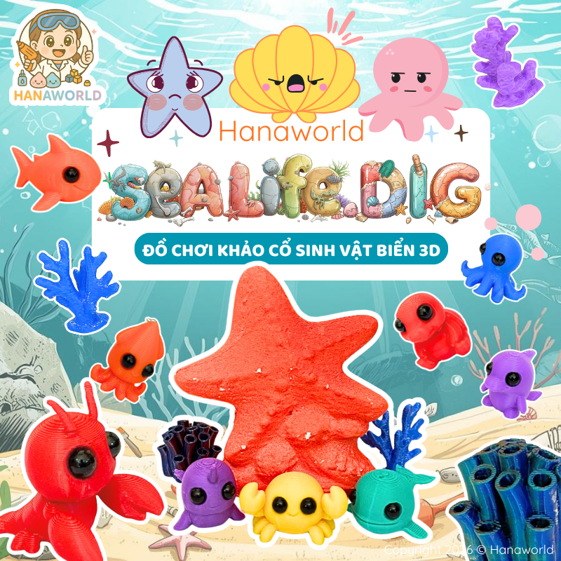 Sealife.Dig Hanaworld Marine Creature Fossil Digging Archeology Toy - Children's Education Support