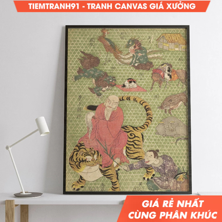 Wall painting, Traditional Japanese Wall Art Utagawa Kunisada - Basketry Work 1819 Poster, Japanese Art.