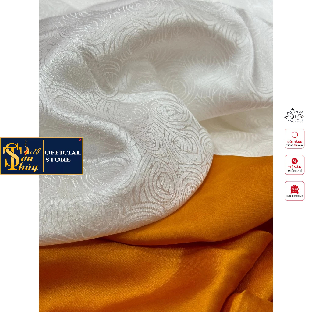 Silk Silk Silk Fabric For Ao Dai, Soft And Luxurious Cabbage Flowers, Dyed According To Preferences, With Wholesale Size 90CM STSHB82