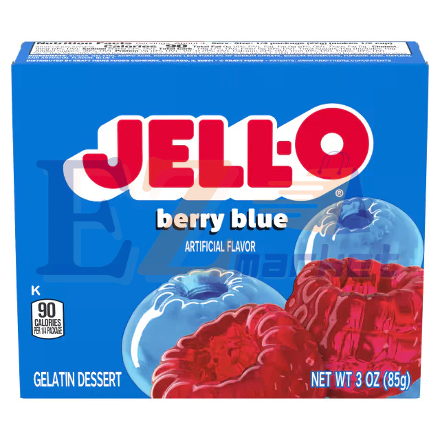 [American Product] Jell-O Berry Blue jelly powder (green raspberry flavor) 85g gelatin dessert